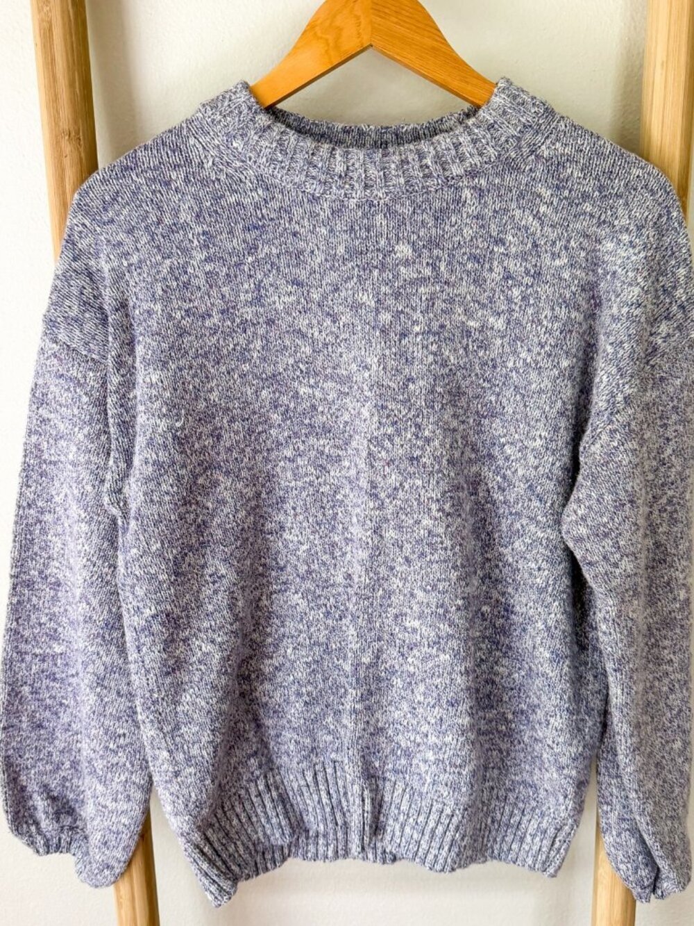 J.Crew Purple Marled Knit Sweater Crewneck Cozy Classic Pullover Women’s Large - Picture 2 of 8